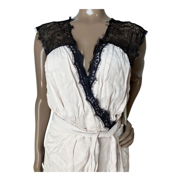 By Anthropologie Sleeveless V-Neck Lace Wrap Midi Dress Blush Pink Sz Small - Picture 5 of 11